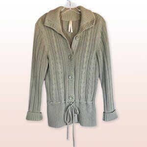 High Sierra 100% Cotton Women’s Cable Knit Sweater Button Long Sleeve Size L